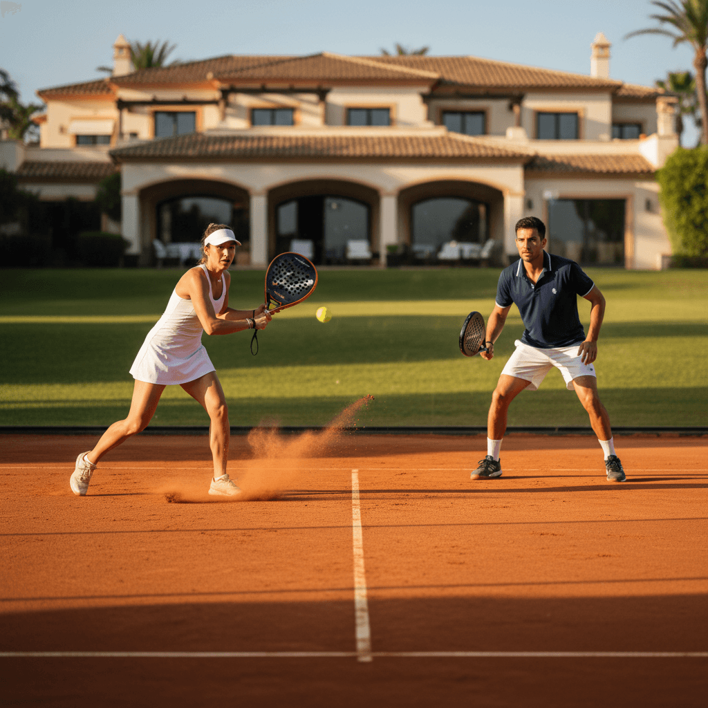 Padel players in action on a premium European court